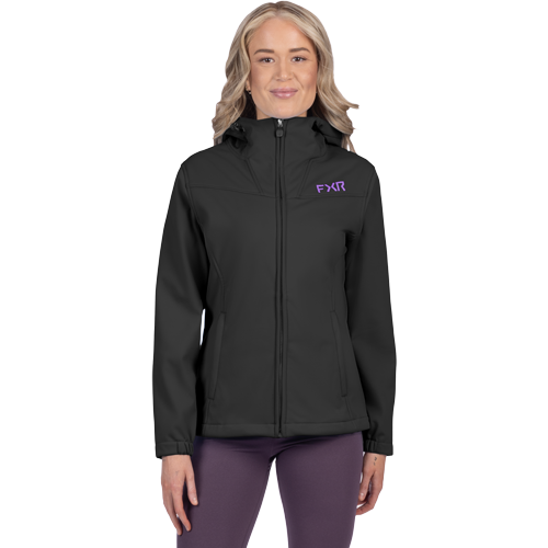W HYDROGEN SOFTSHELL JACKET: BLACK/ AMETHYST