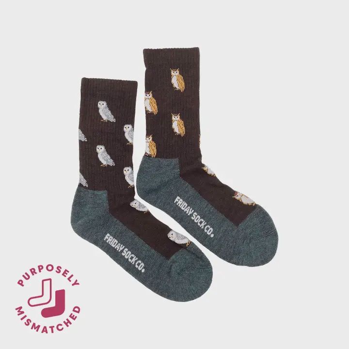 Woman&#39;s Owl Merino Wool Blend Socks 5-10