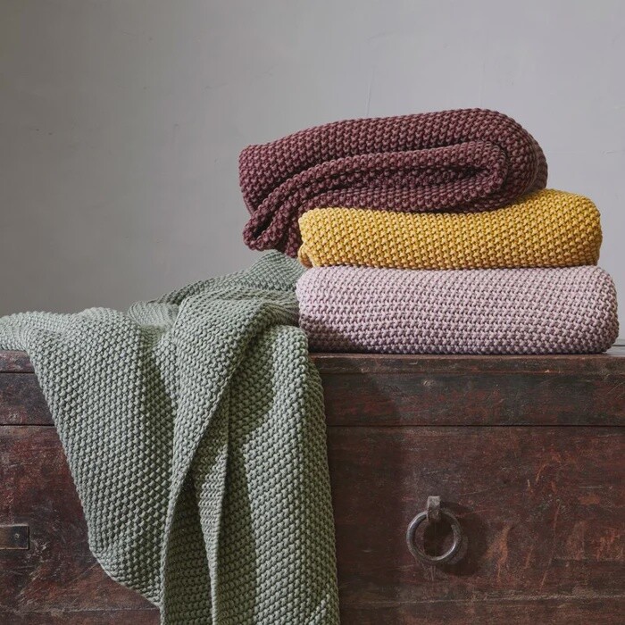 Moss Stitch Cotton Throw