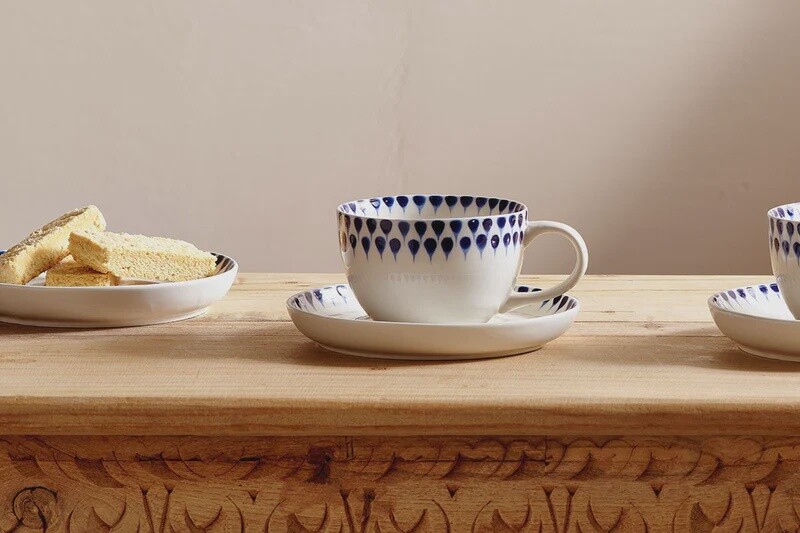 Indigo drop cup &amp; saucer