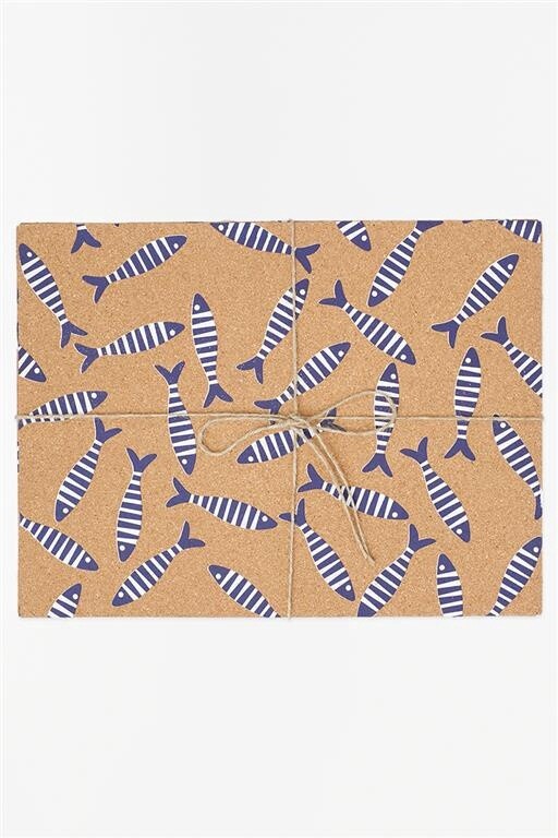 Cork Striped Fish Placemat Set of 4