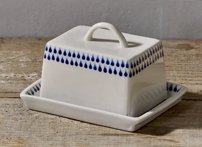 Indigo Drop Butter Dish