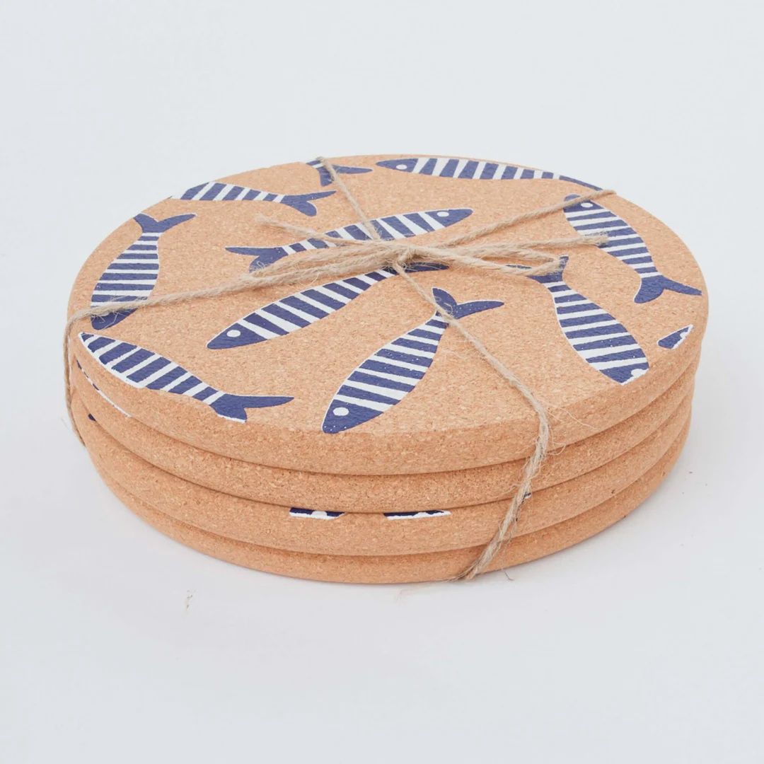 Cork Striped Fish Placemat Set of 4, Size: Placemat (circle), Design: Fish