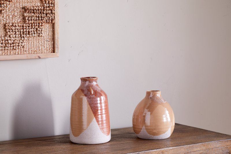 Lucia Ceramic Vase - Terracotta Mix, Size: Small