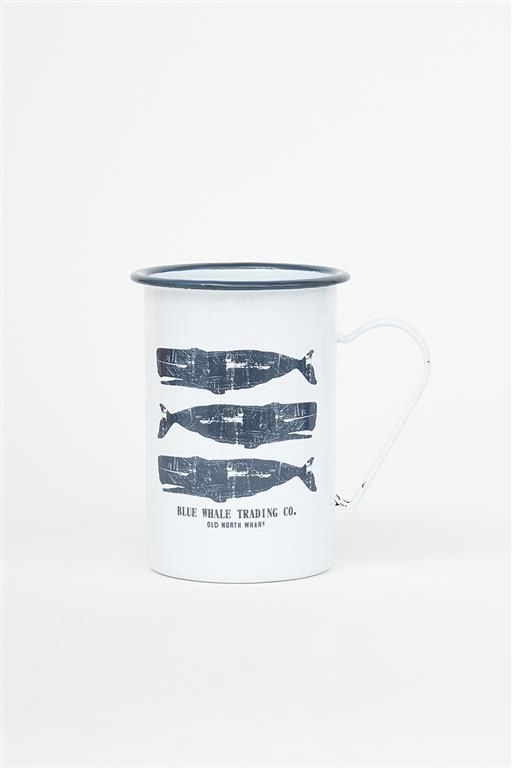 Tall Enamel Mug, Size: White (Whales)
