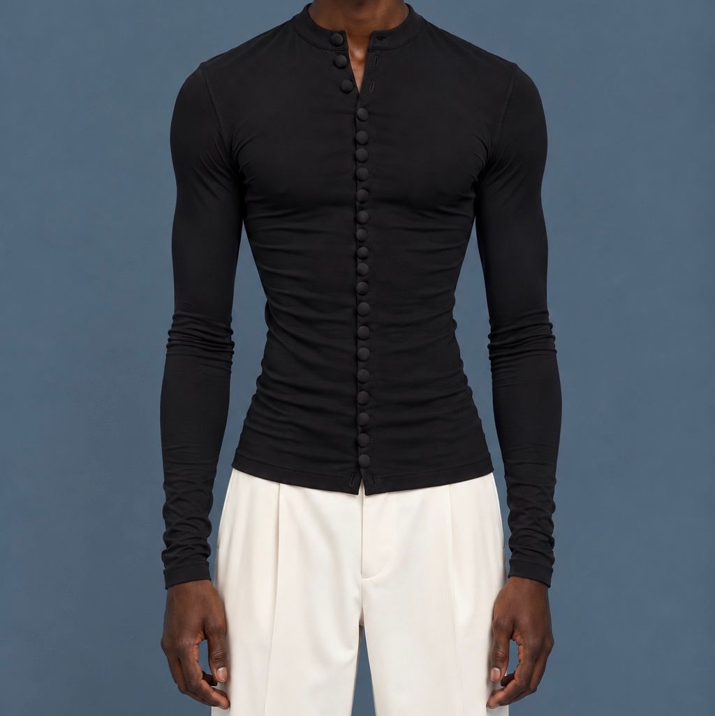Buttoned Muscle Structure Top