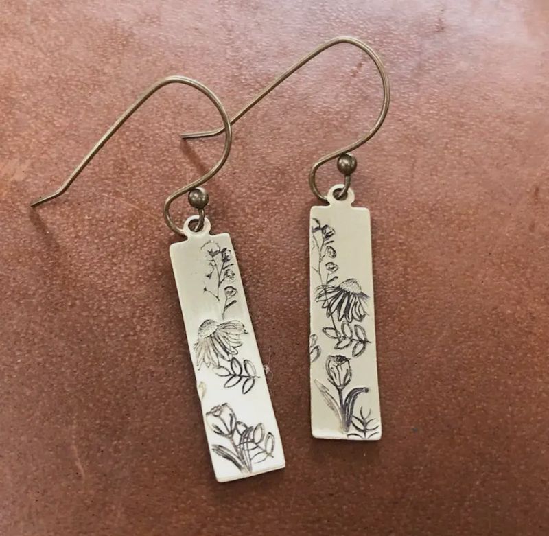 Brass Wildflower Earrings