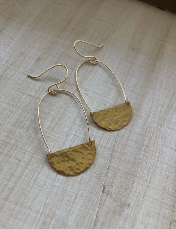 Hammered Half Circles and Hoop Earrings