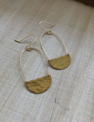 Hammered Half Circles and Hoop Earrings