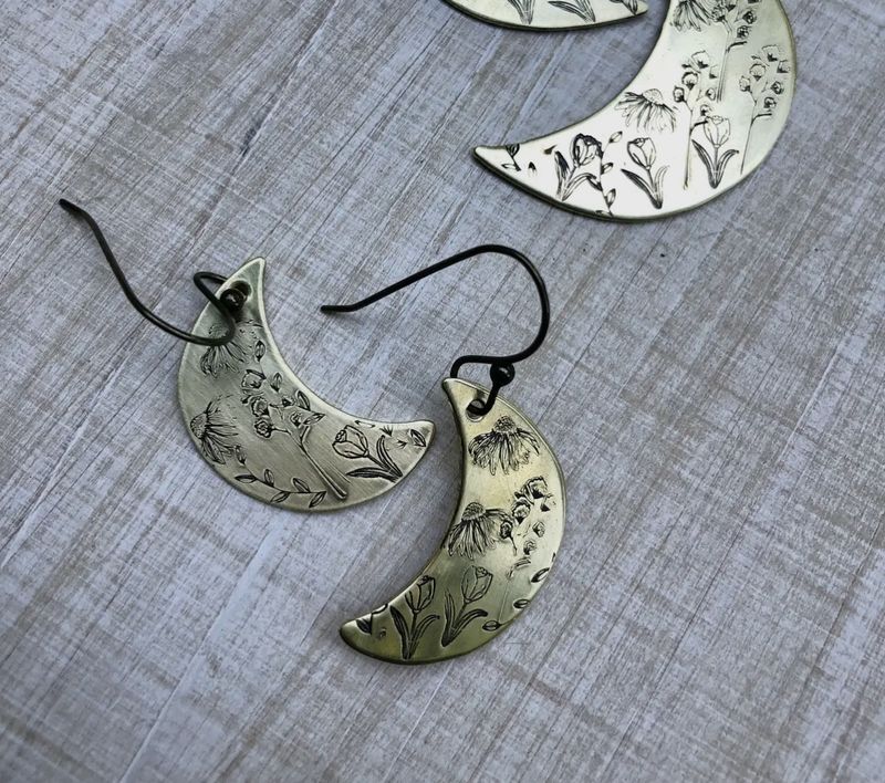 Small Wildflower Moon Earrings