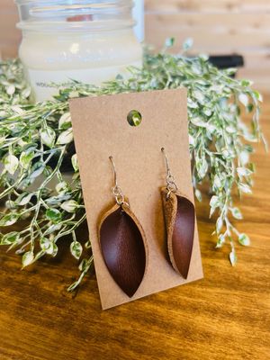 Medium Pinched Brown Earrings