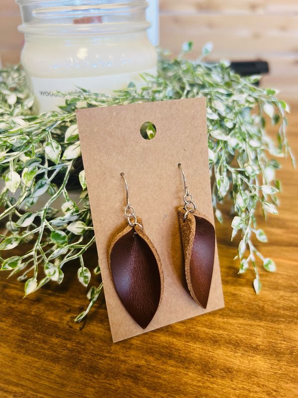 Medium Pinched Brown Earrings