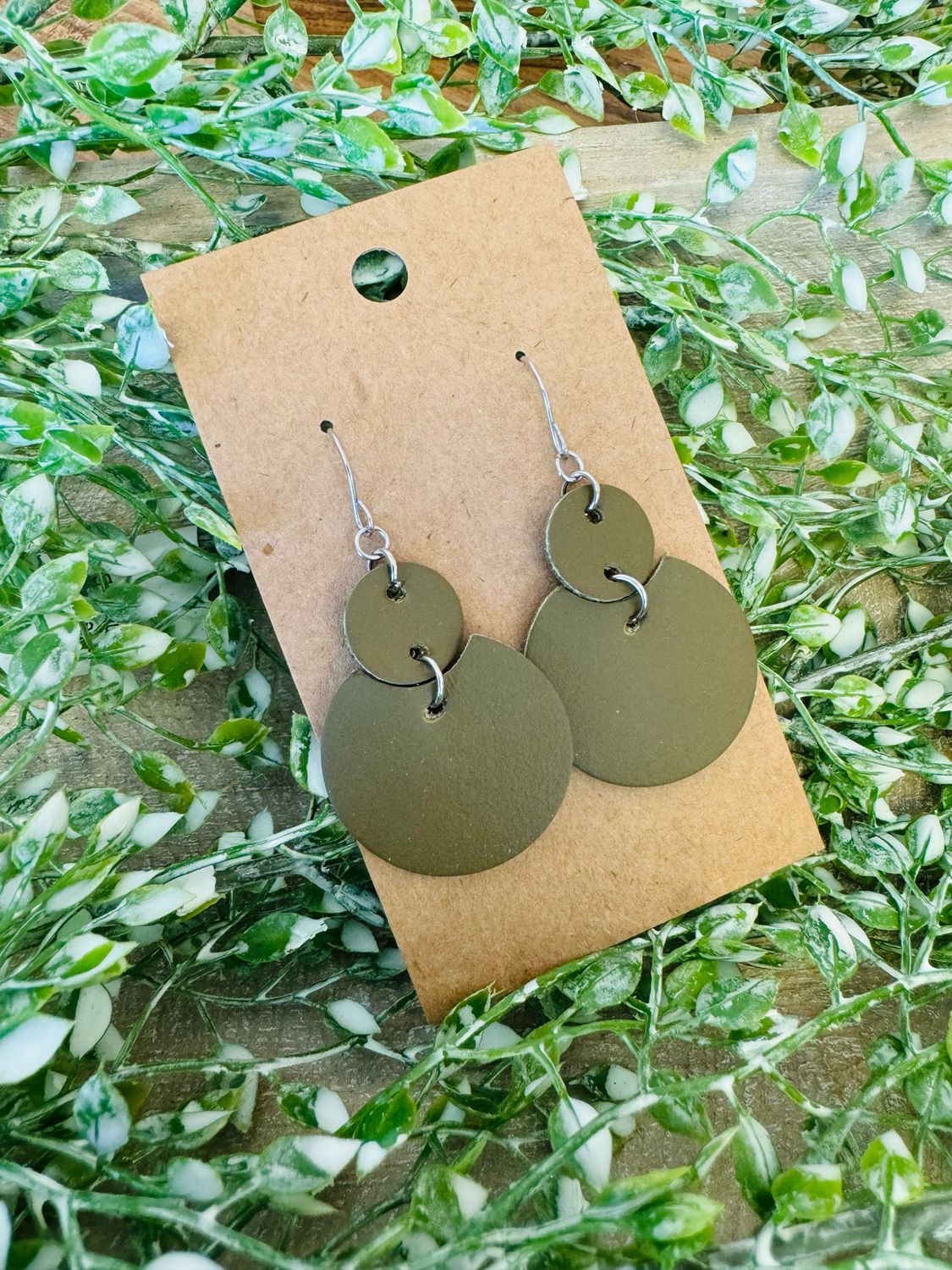Luna: Olive Green Earring Set