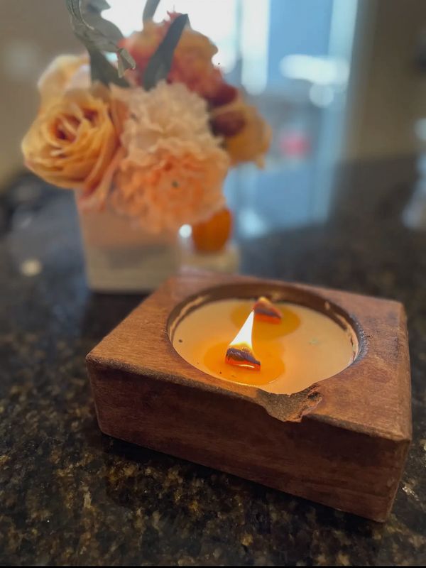SALE/ Wood Cheese Mold Wooden Wick Soy Candle