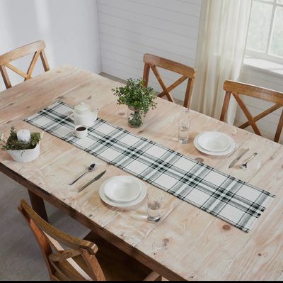 Harper Plaid Green White Runner
