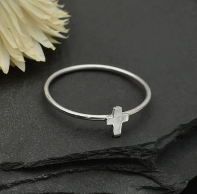 Sterling Silver with Cross Ring