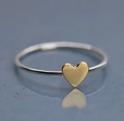 Sterling Silver Ring with Bronze Heart