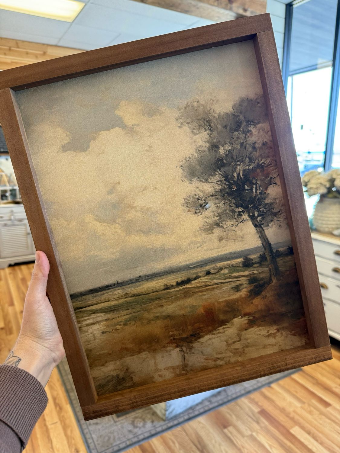 Olive Vintage Wall Art, Dark Walnut, 13&quot;x17&quot;