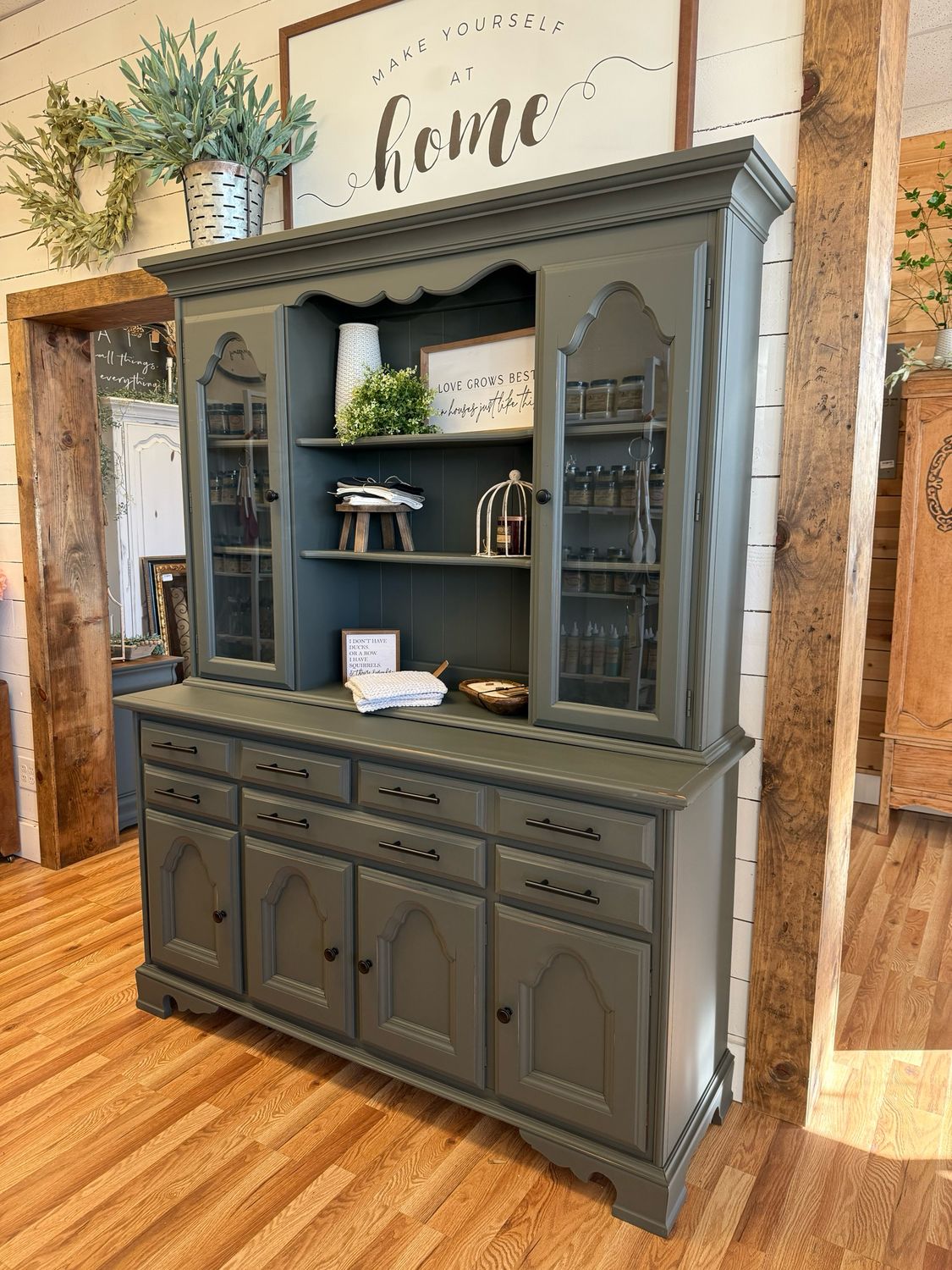Two Piece Green Hutch
