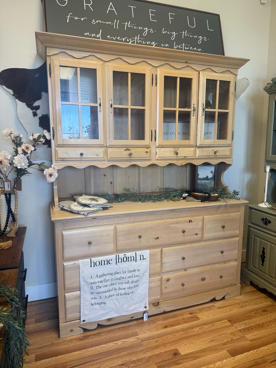Light Wood Two Piece Hutch