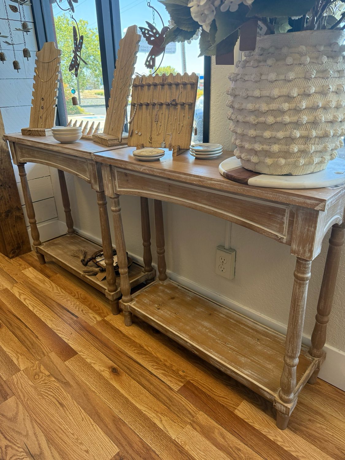 White Washed Side Table Set
