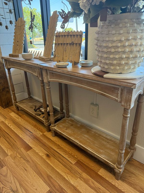 White Washed Side Table Set