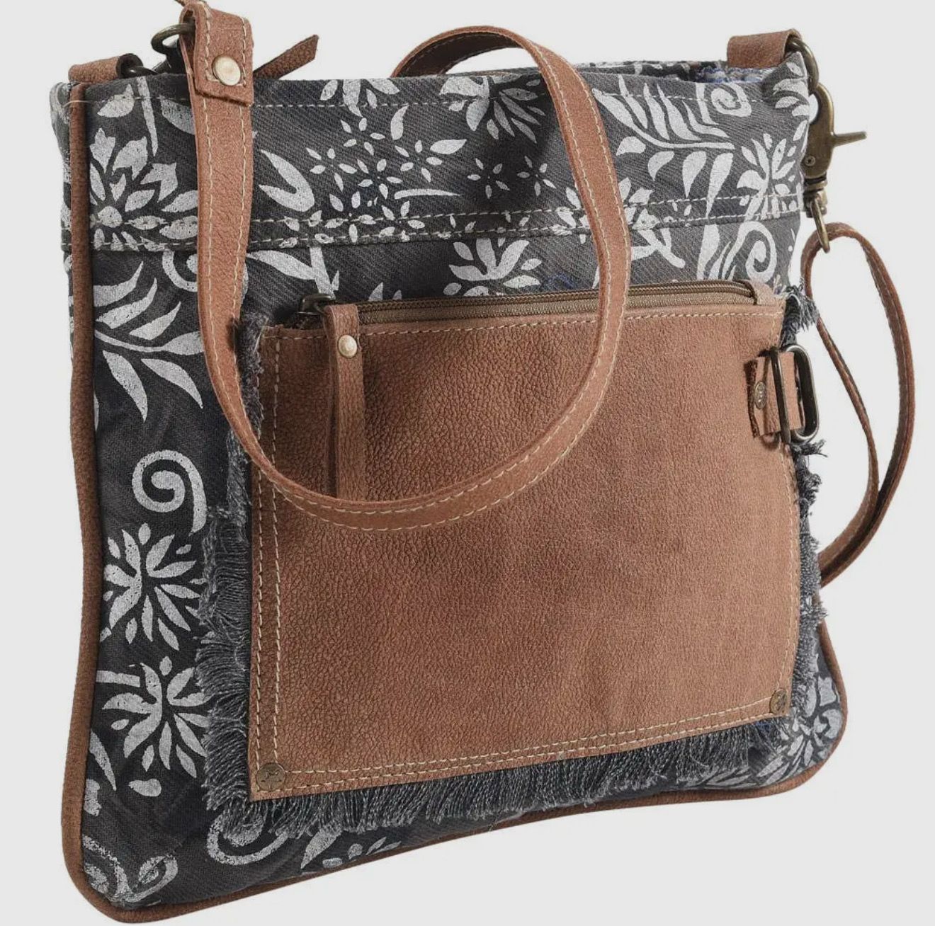 Crossbody with Leather Pocket