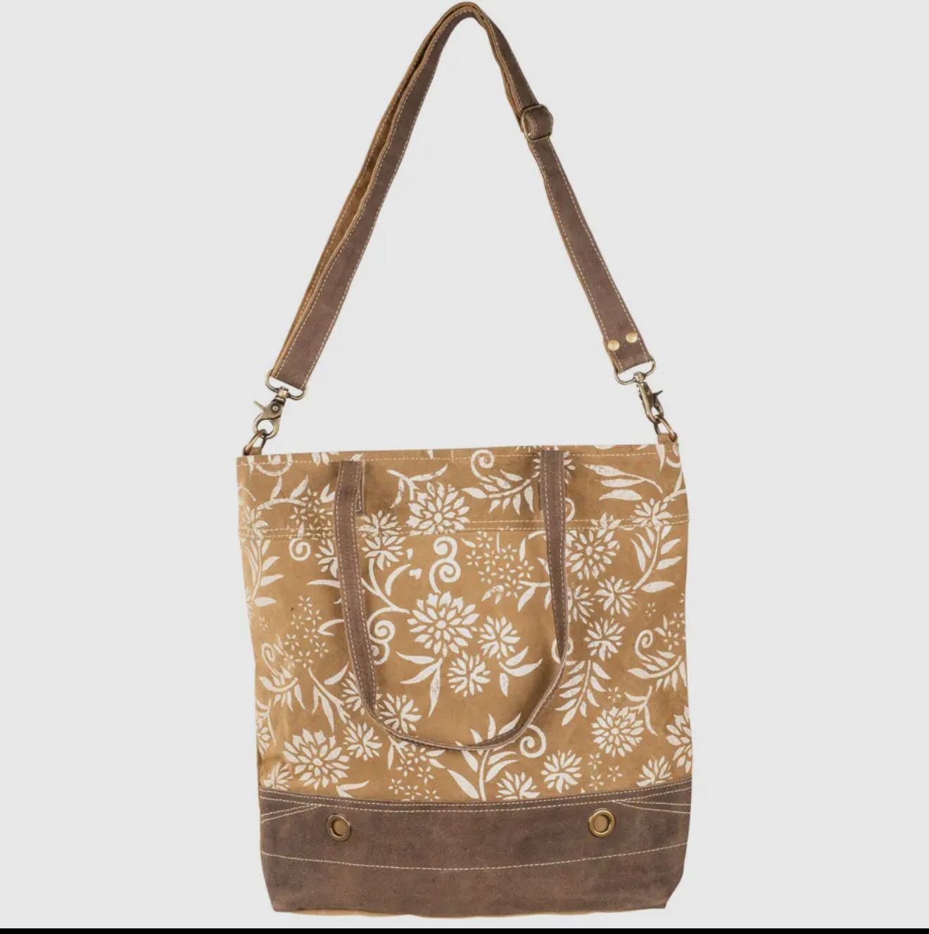 Tan Floral Pattern Tote