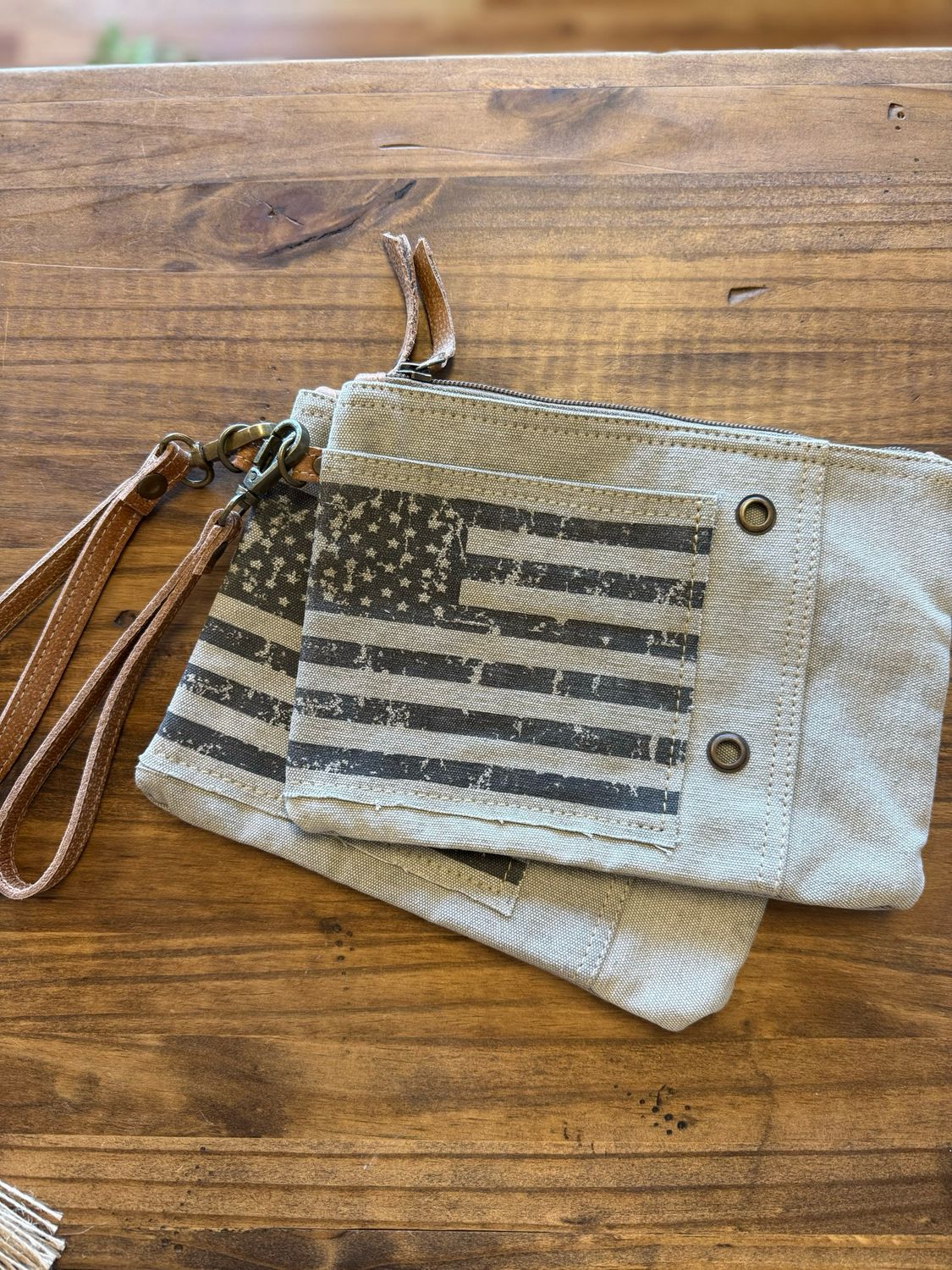 American Flag Wristlet