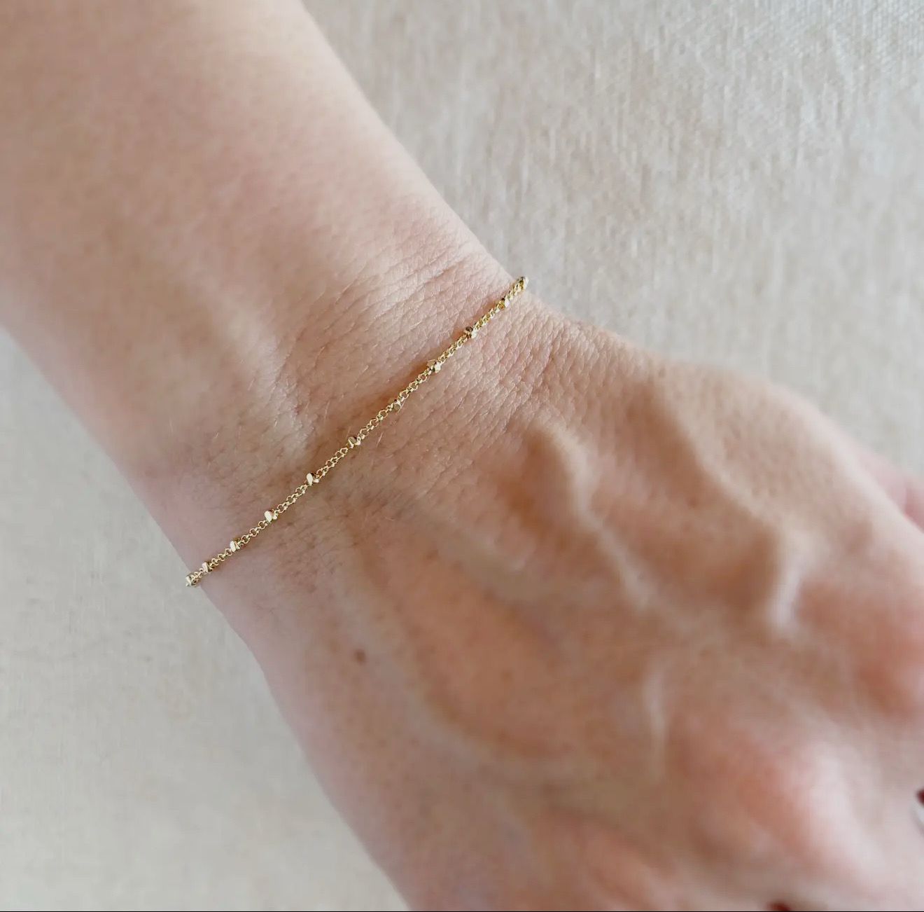 18K Gold Filled 1mm Space Beaded Bracelet