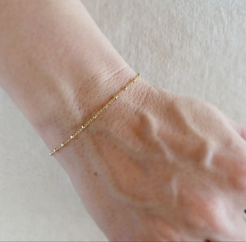 18K Gold Filled 1mm Space Beaded Bracelet