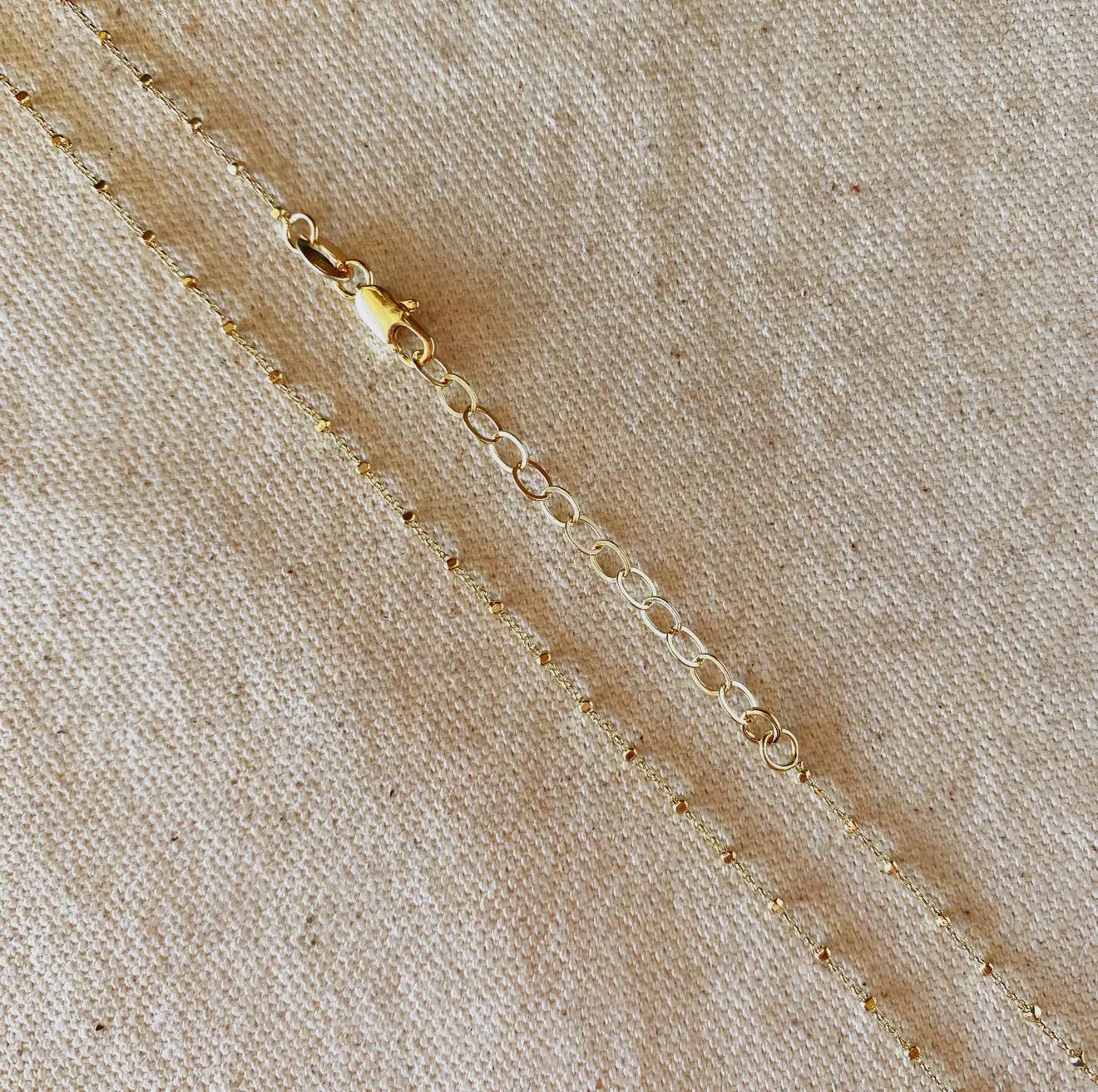 18K Gold Filled 1mm Spaced Beaded Chain