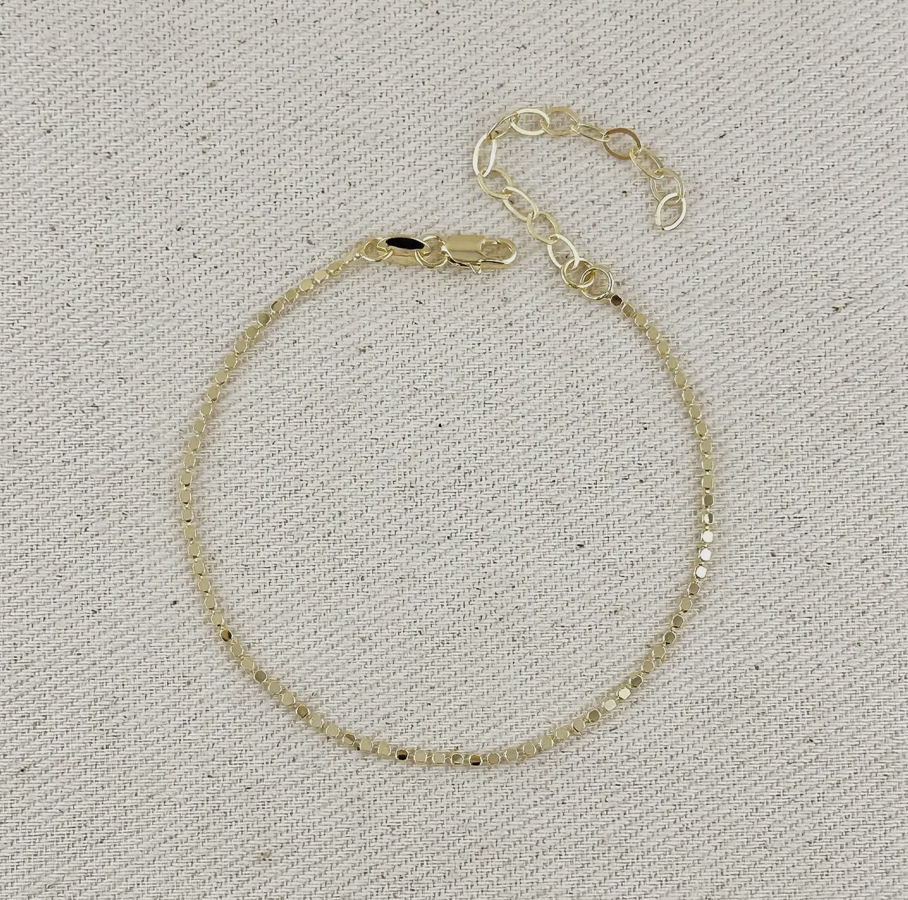 18K Gold Filled Flat Dot Ball Bracelet