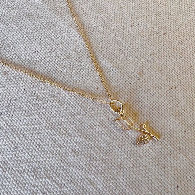18K Gold Filled Tulip Flower Charm Necklace