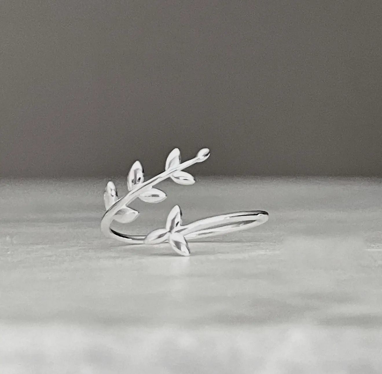 Adjustable Sterling Silver Olive Leaf Ring