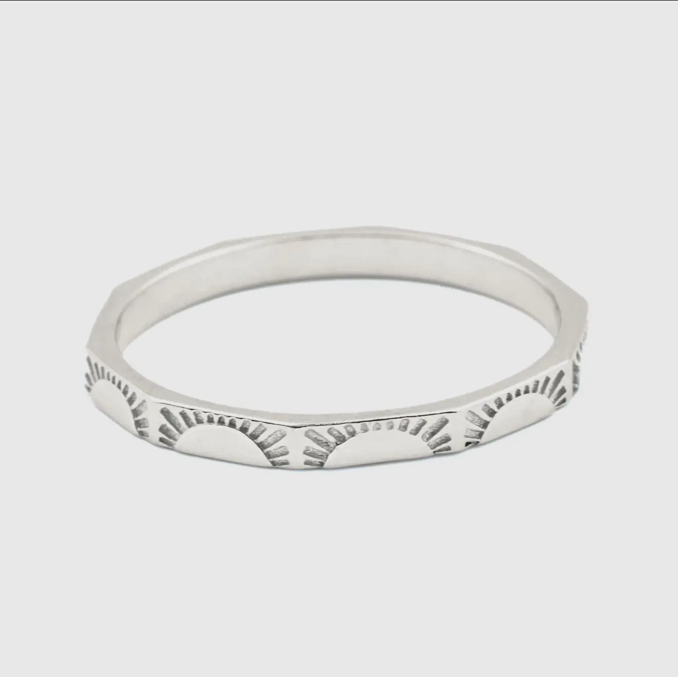 Angular Sun Ring, Sterling Silver