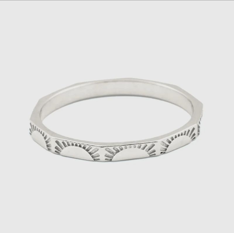 Angular Sun Ring, Sterling Silver