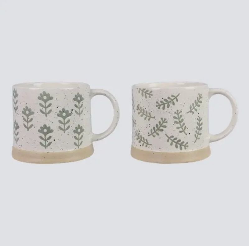 Stoneware Botanical Design Mug