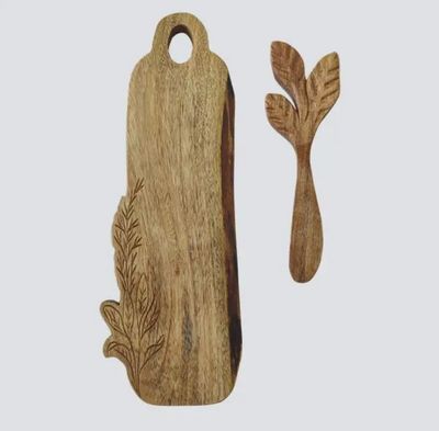 Acacia Wood Charcuterie Board with Spreader