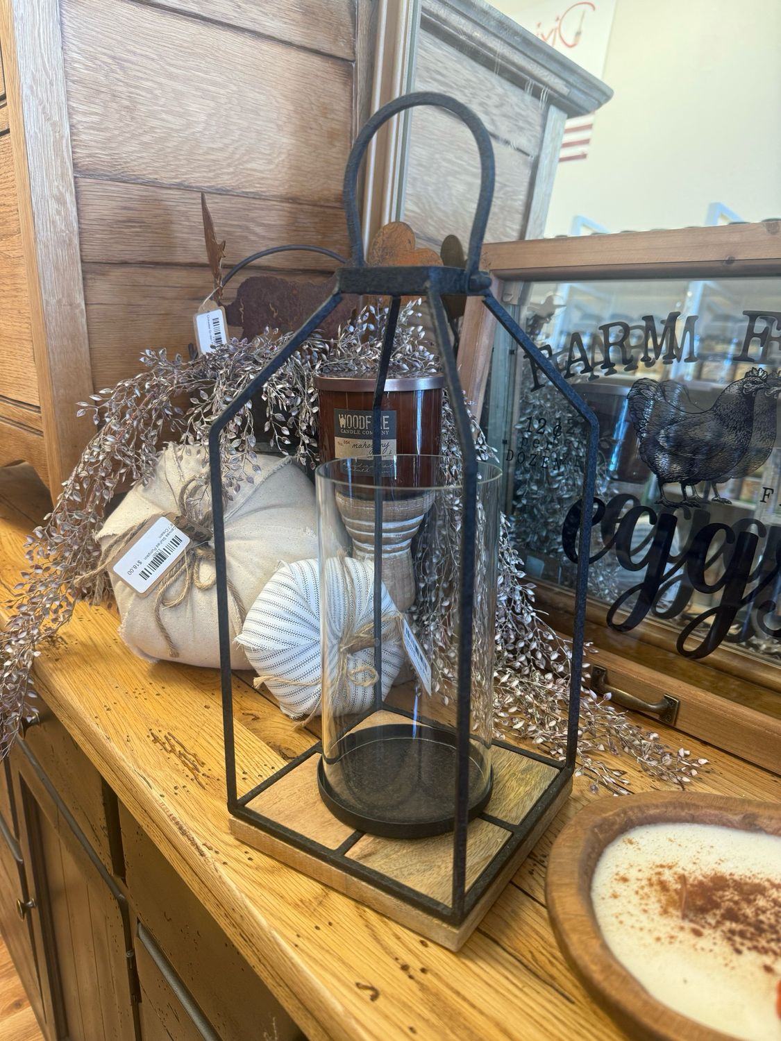 Iron Lantern with Glass Insert