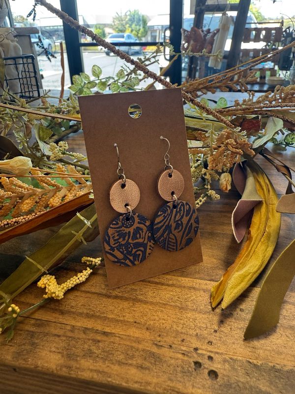 Rose Gold &amp; Navy Western Earrings