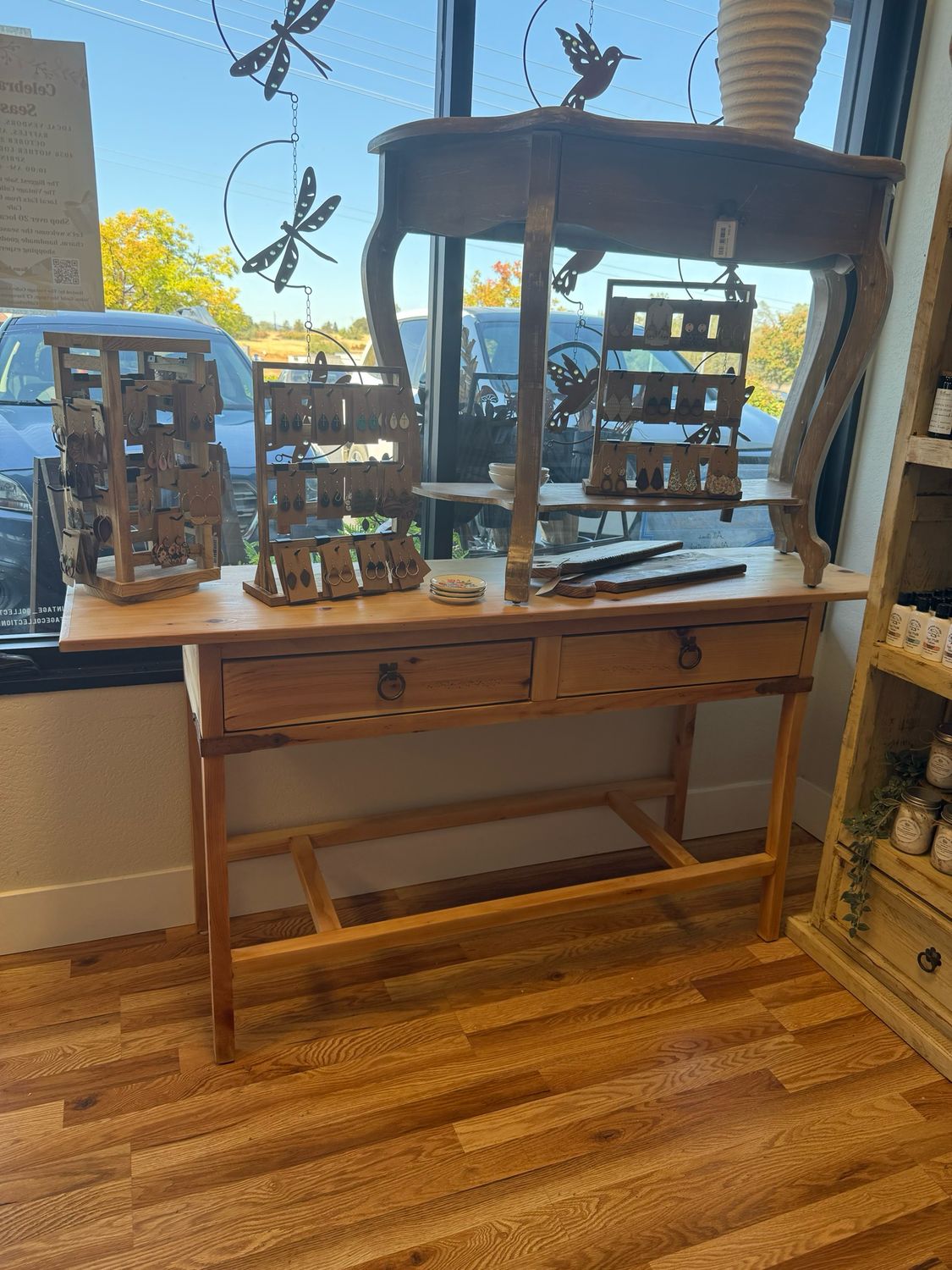 Solid Wood Console Table with Two Drawers