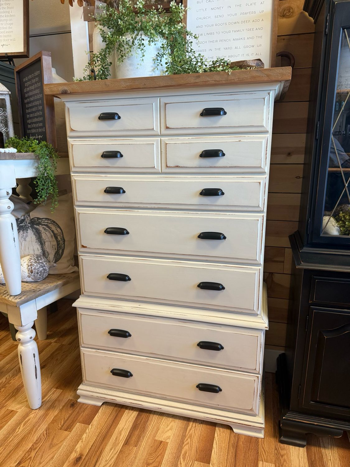 Wood Top Tallboy Dresser