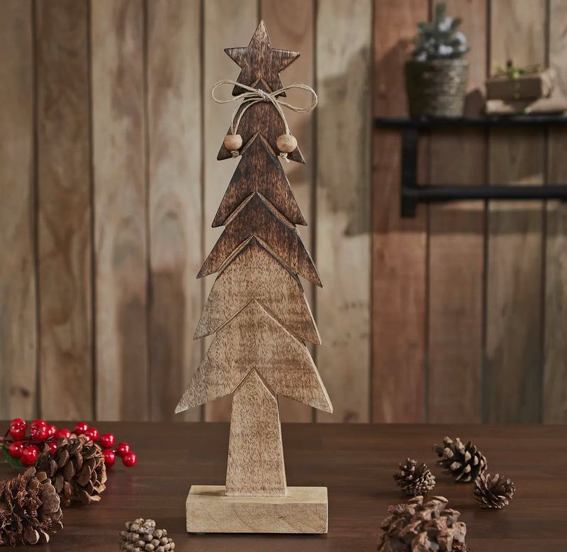 Christmas Tree Wooden Two Toned Brown