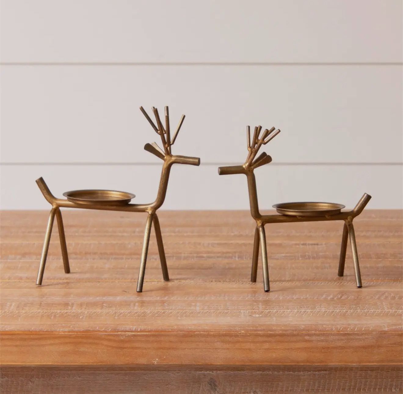 Gold Finish Deer Candle Holder