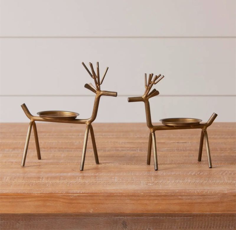 Gold Finish Deer Candle Holder