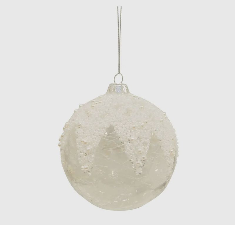 Large White Snow Glass Ornament