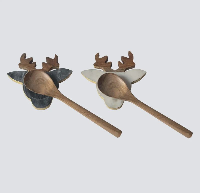 Marble Spoon Rest with Wood Spoon