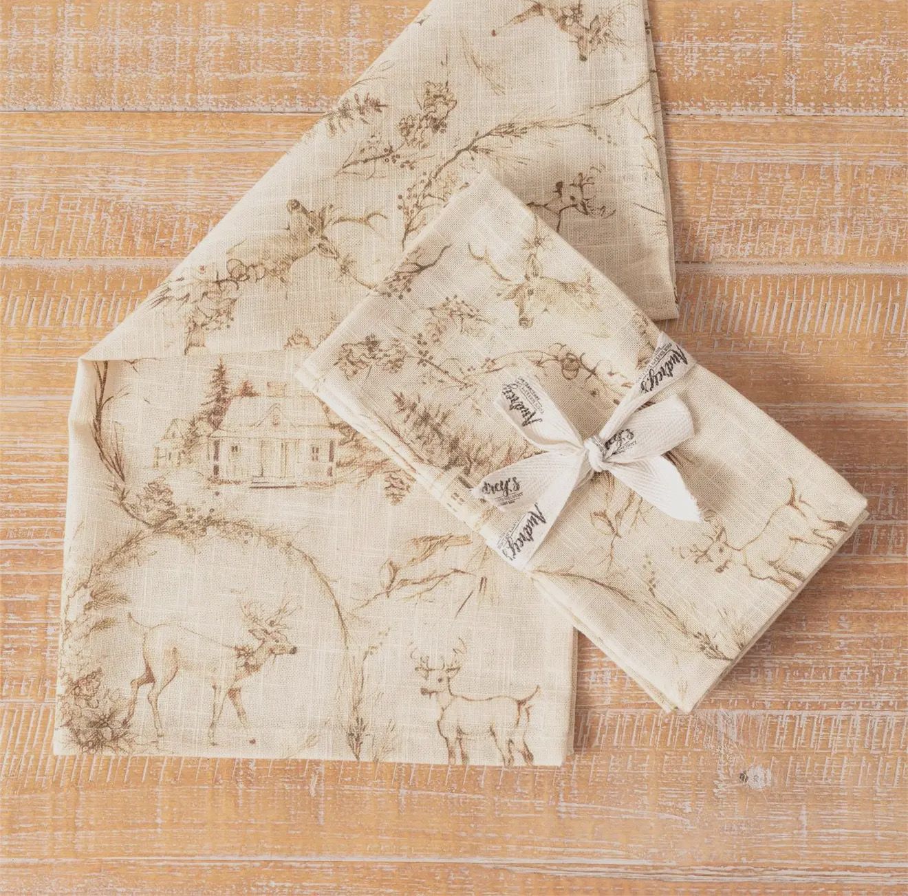 Sepia Deer Toile Print Napkin
