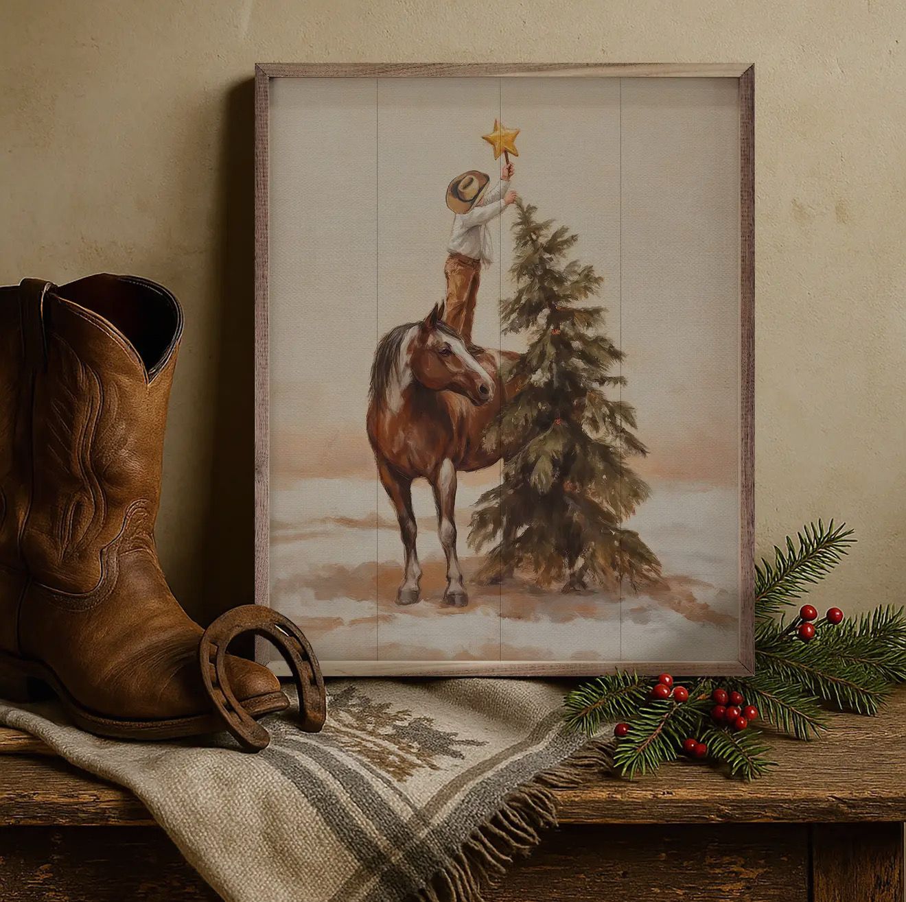 Young Cowboy Christmas Art